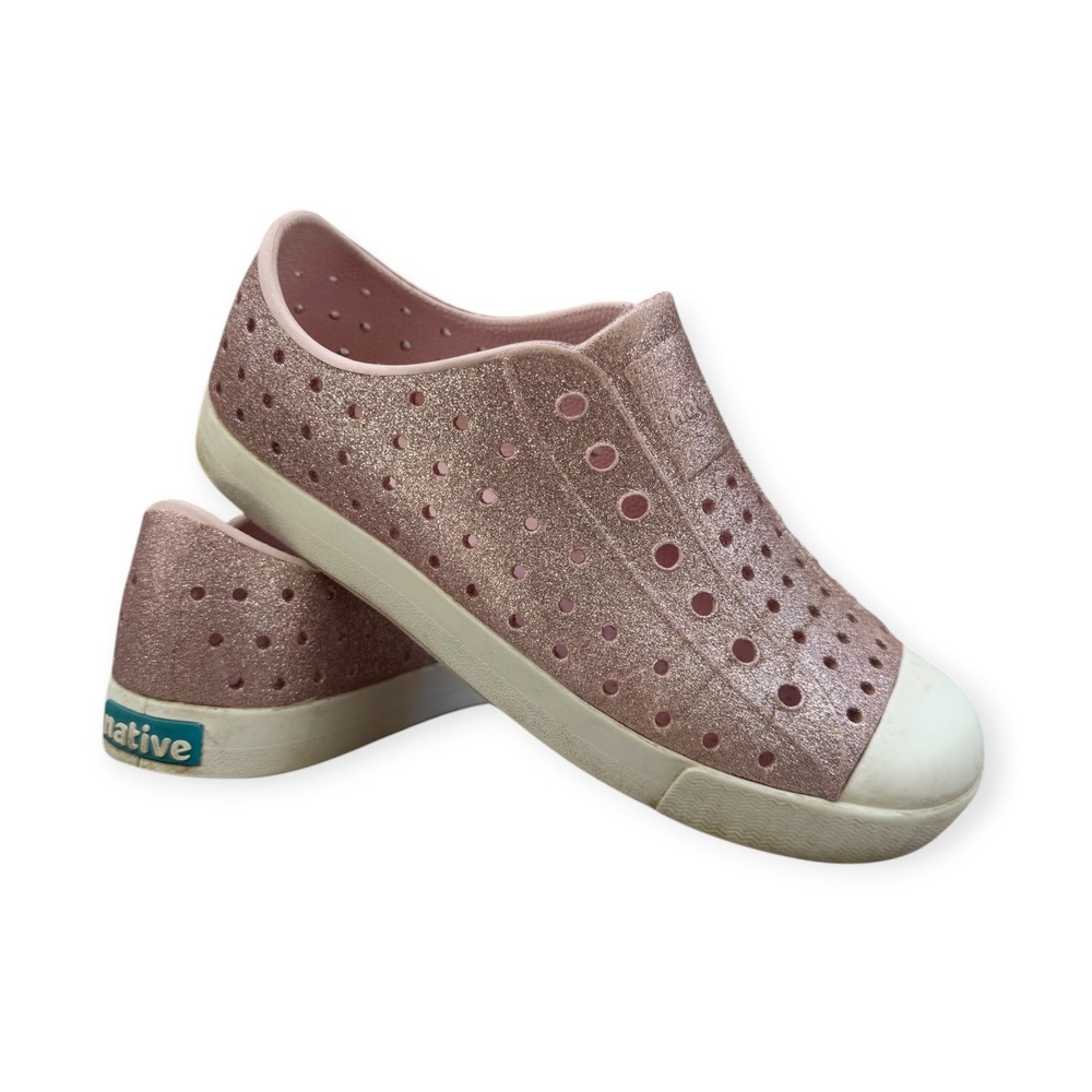 Native Jefferson Kids Pink Glitter Slip On Sneakers Shoes Size J3